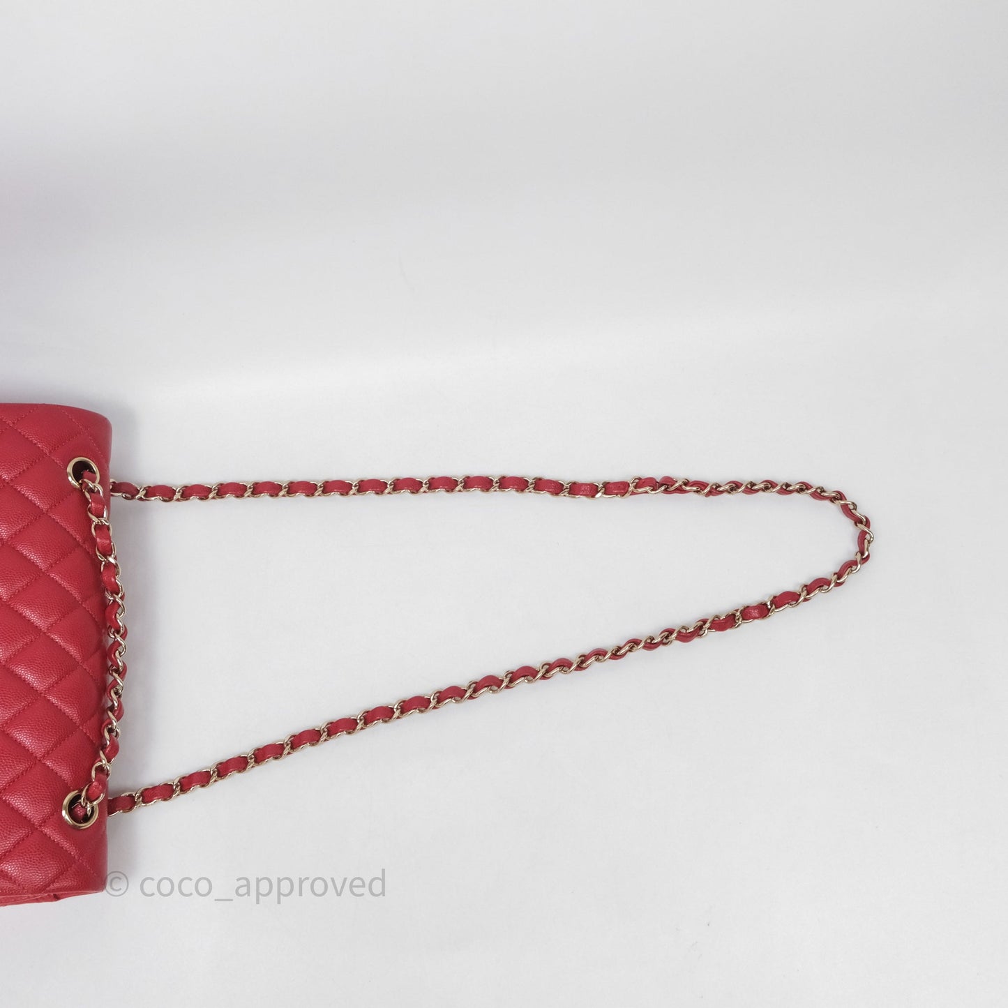 Chanel Classic M/L Medium Flap Quilted Red Caviar Gold Hardware