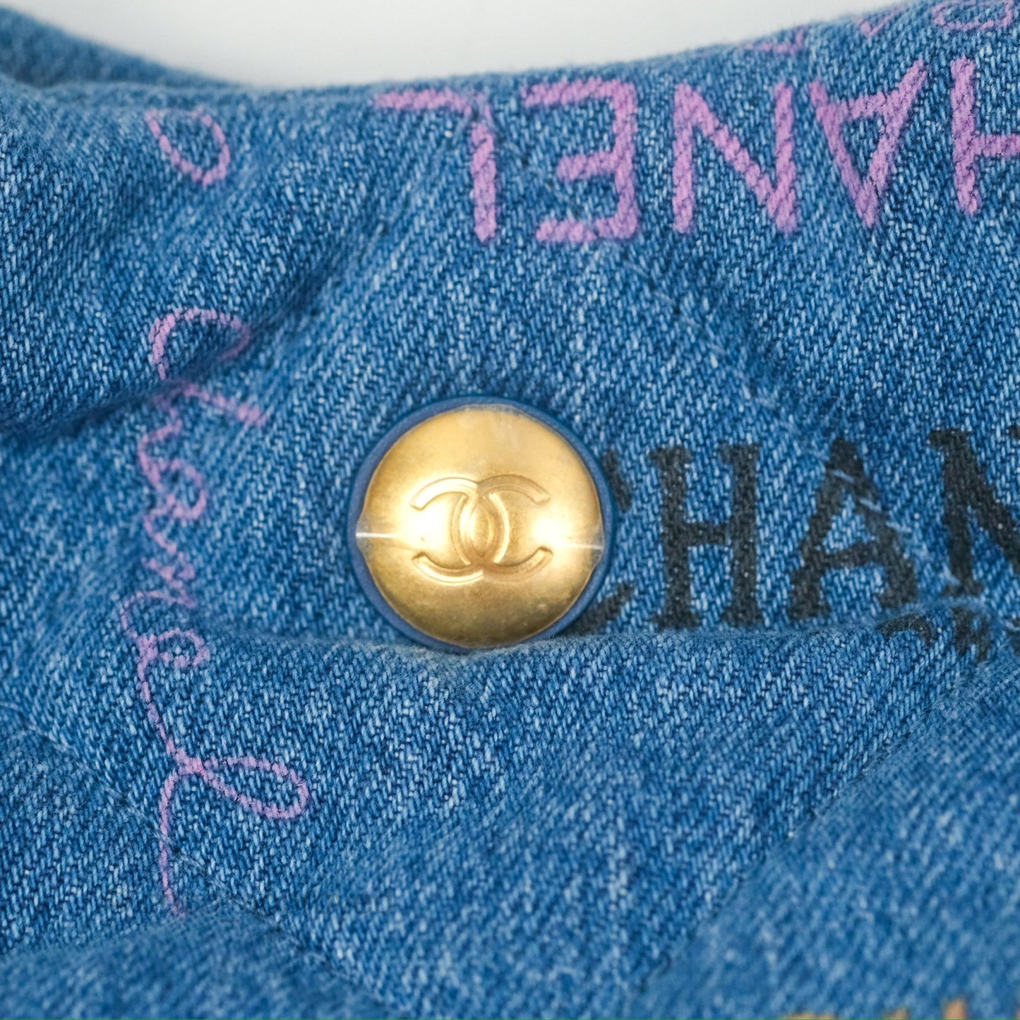 Chanel Maxi Hobo Bag Quilted Denim Mood Aged Gold Hardware