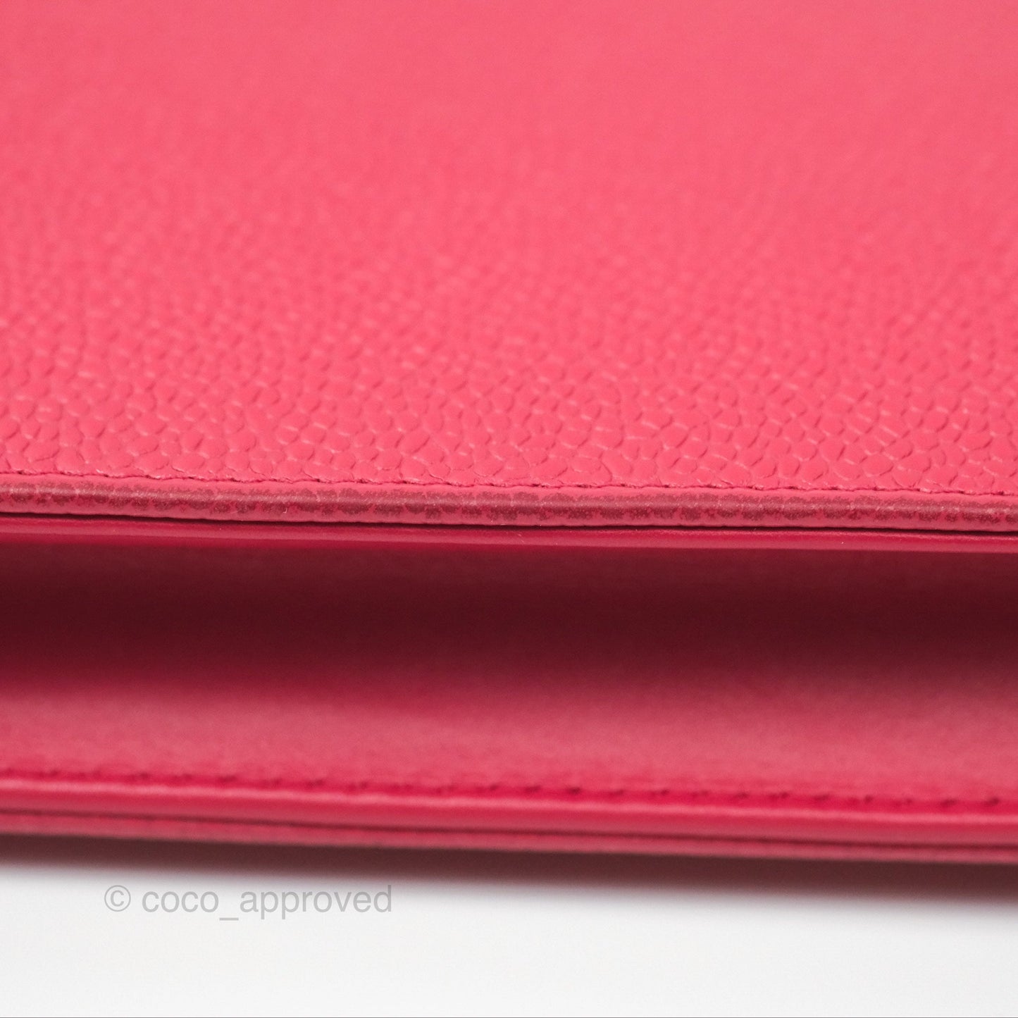 Chanel CC Wallet On Chain WOC Dark Pink Caviar Silver Hardware