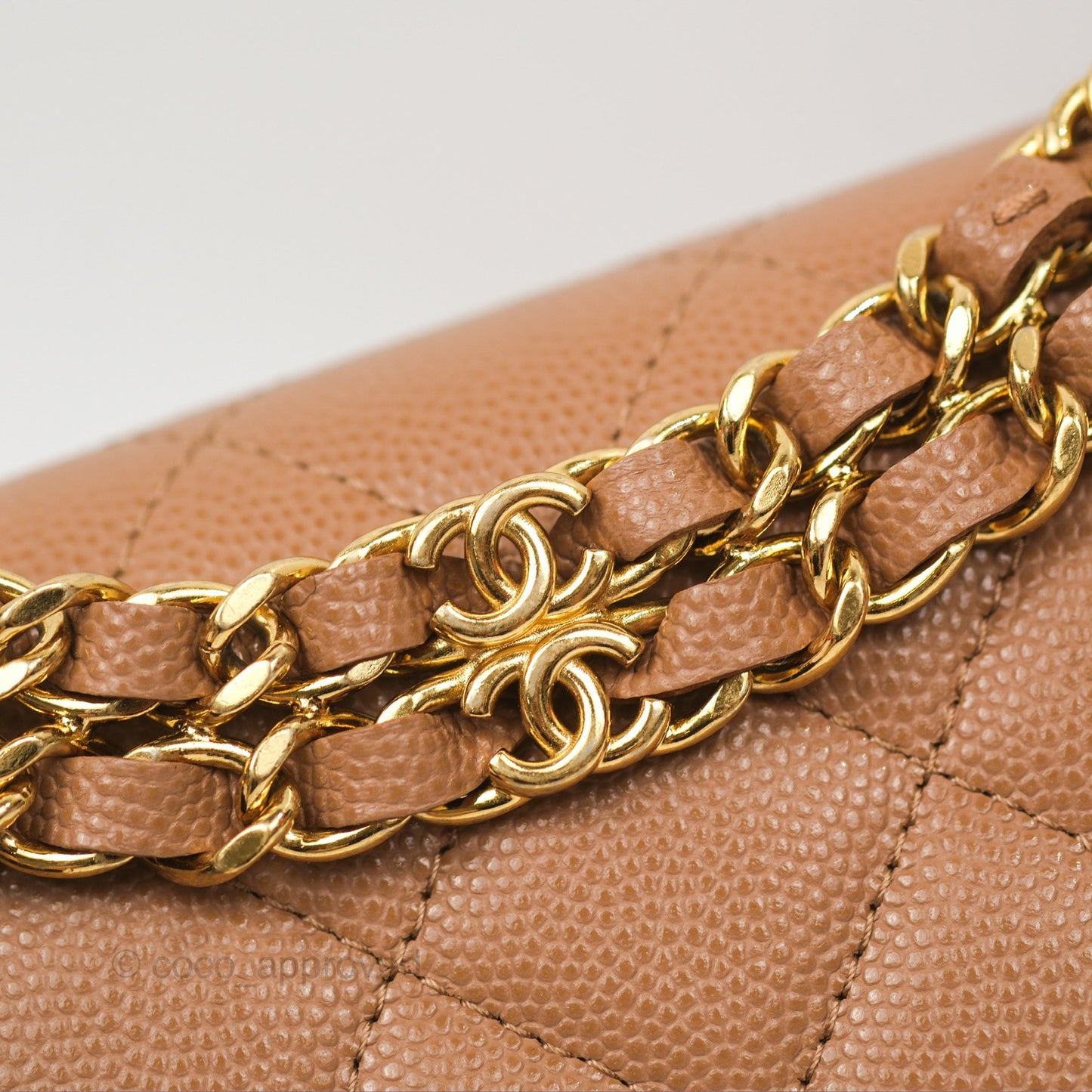 Chanel Coco First Wallet On Chain WOC Dark Beige Caviar Gold Hardware 22K