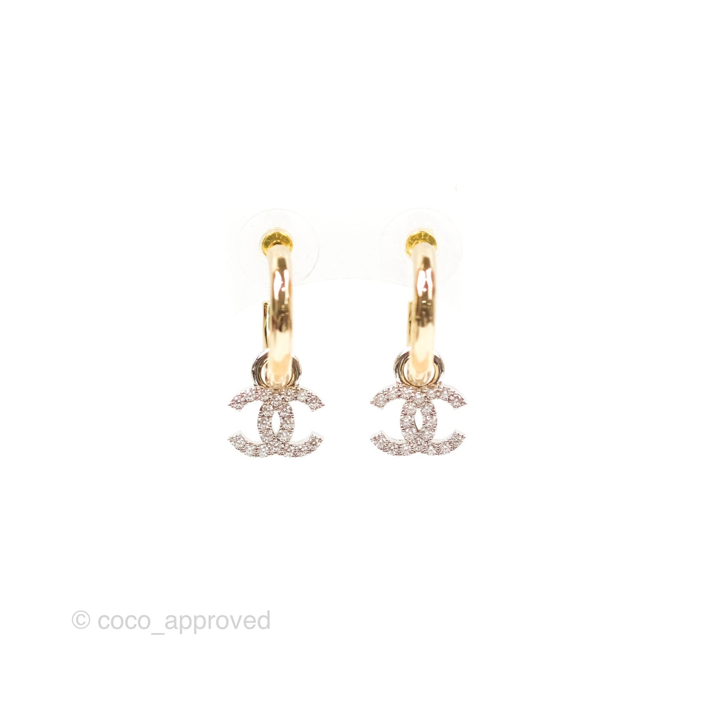 Chanel CC Hoop Logo Crystal Earrings