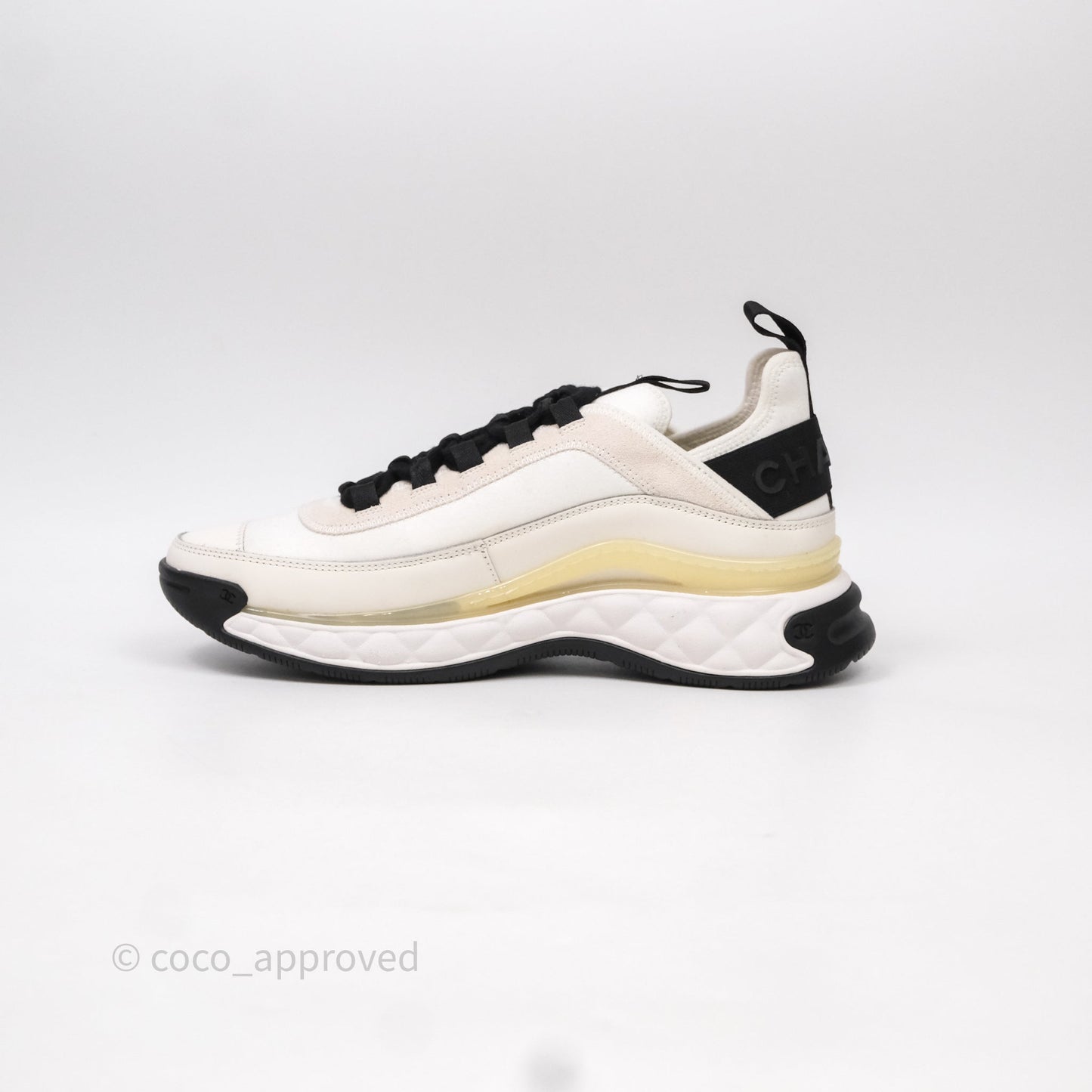 Chanel CC Sneakers Cream Black Size 37.5
