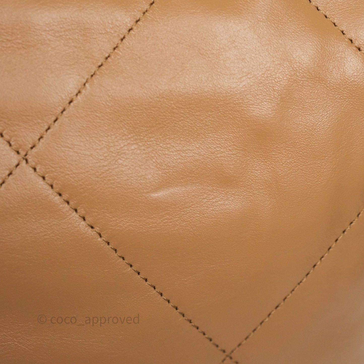 Chanel 22 Small Beige Shiny Calfskin Aged Gold Hardware