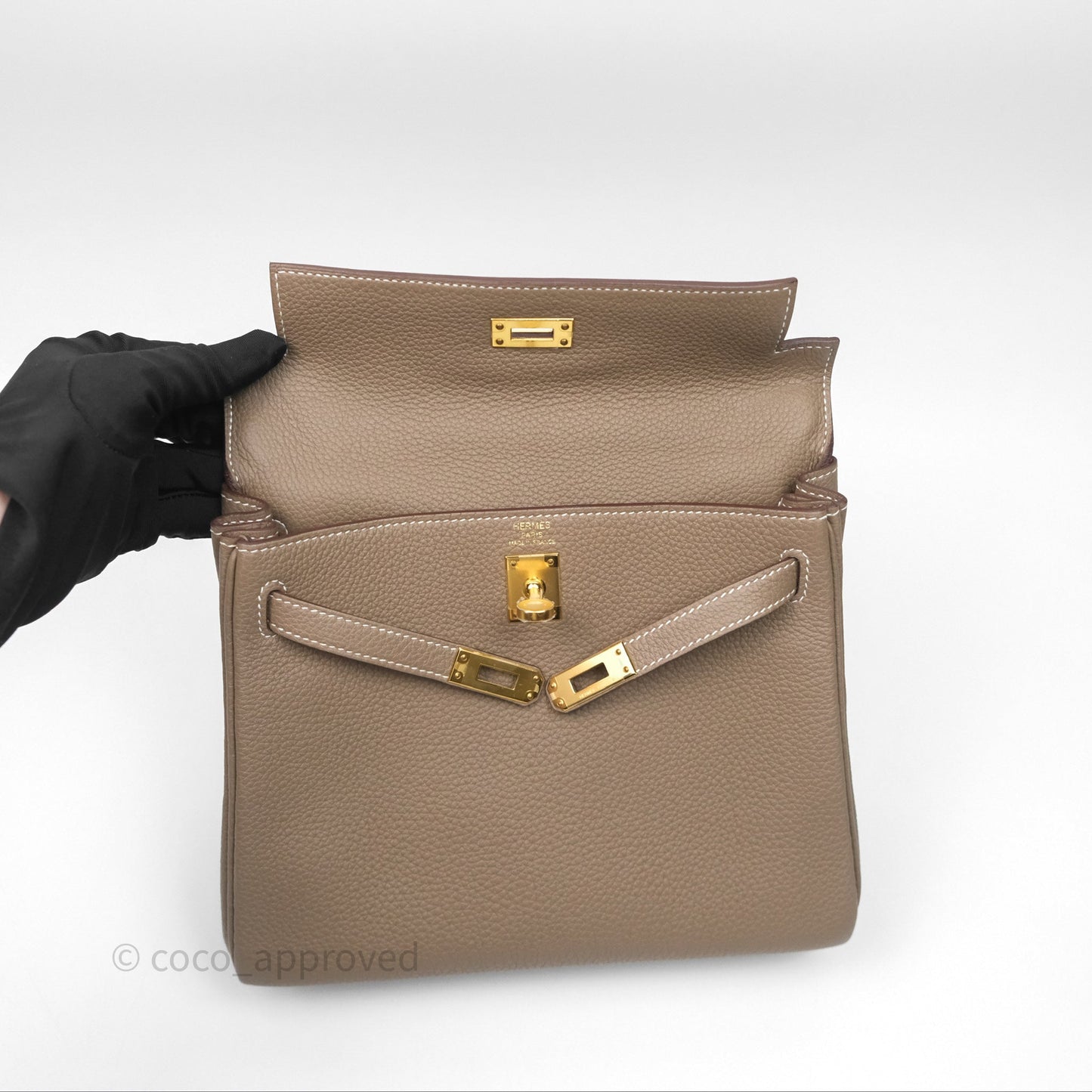 Hermès Kelly 25 Etoupe 18 Retourne Togo Gold Hardware
