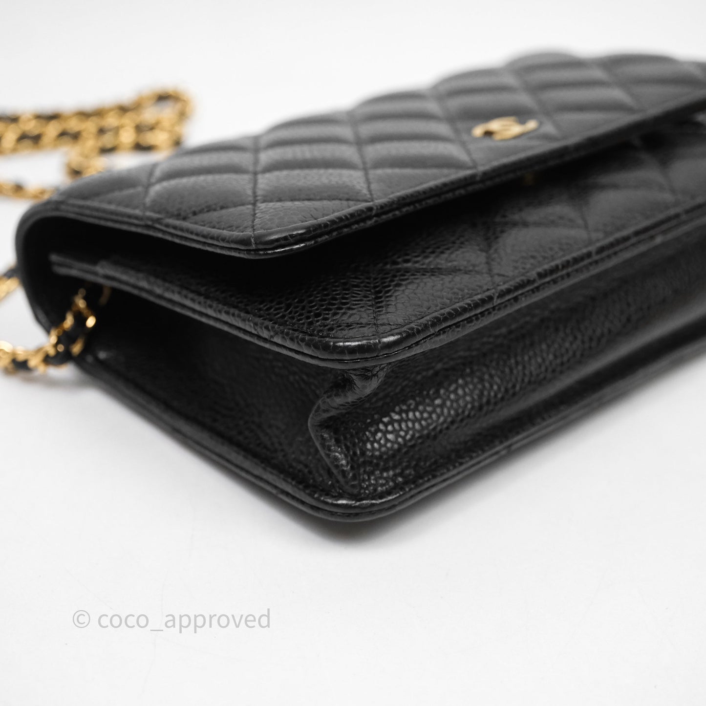 Chanel Classic Wallet On Chain WOC Quilted Black Caviar Gold Hardware