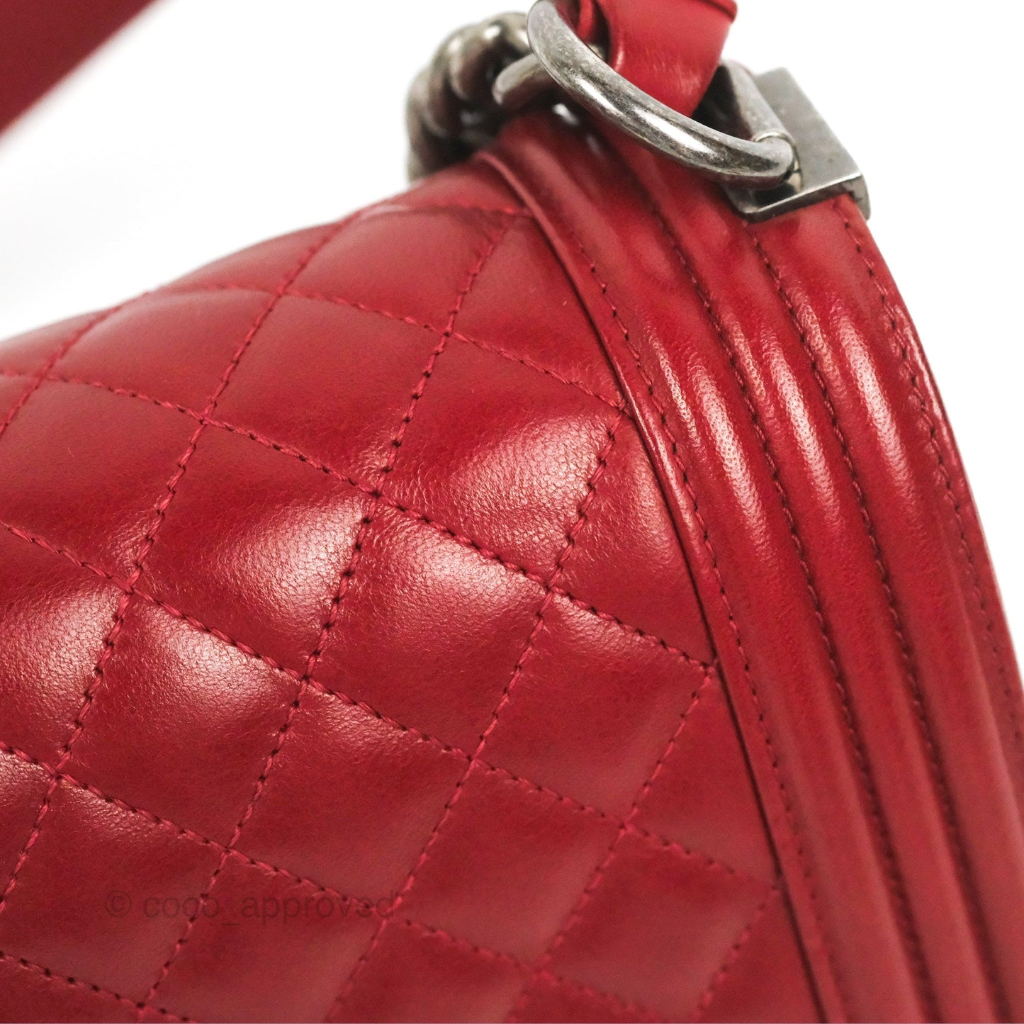 Chanel Quilted Medium Boy Dark Red Calfskin Ruthenium Hardware