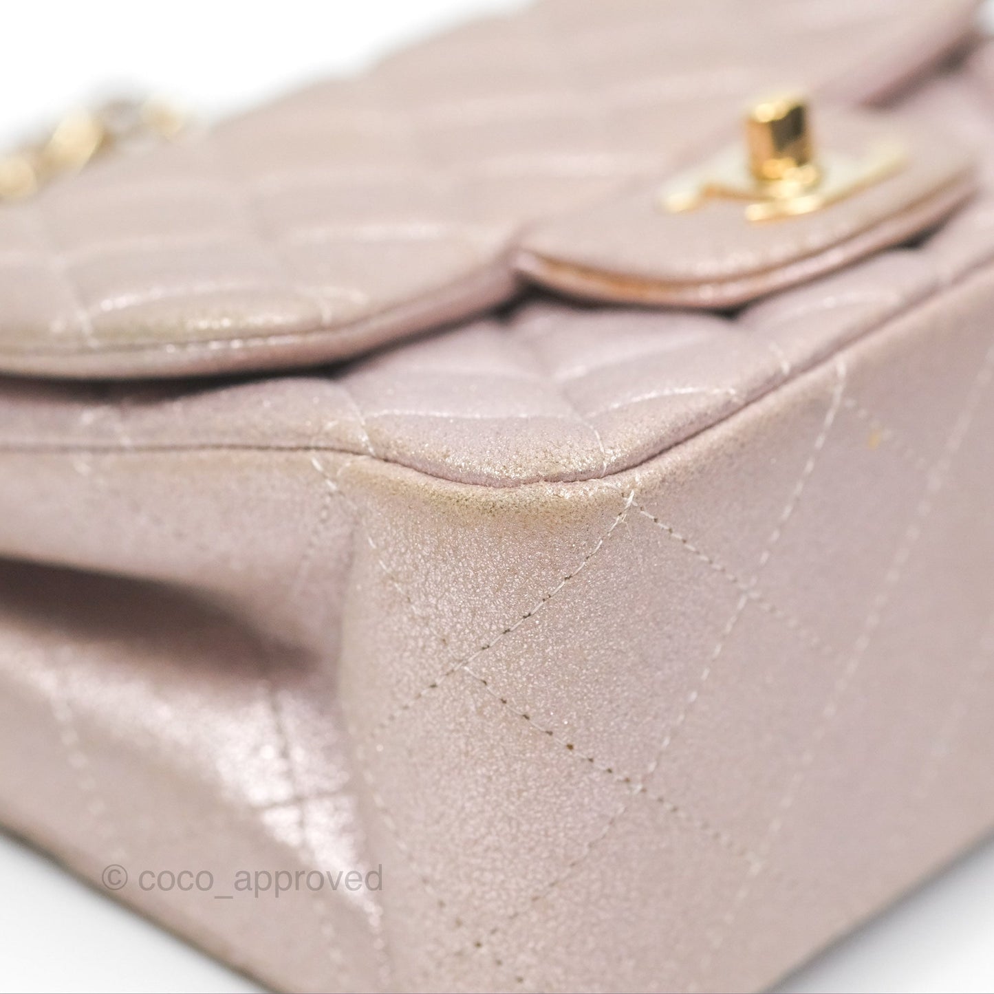 Chanel Mini Square Metallic Rose Gold Goatskin Gold Hardware 14B