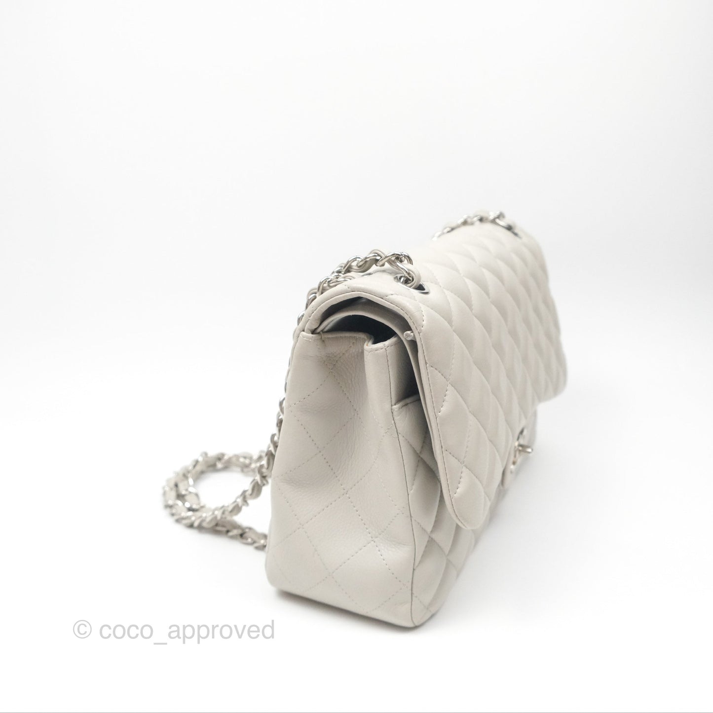 Chanel Jumbo Double Flap Light Grey Caviar Silver Hardware⁣⁣