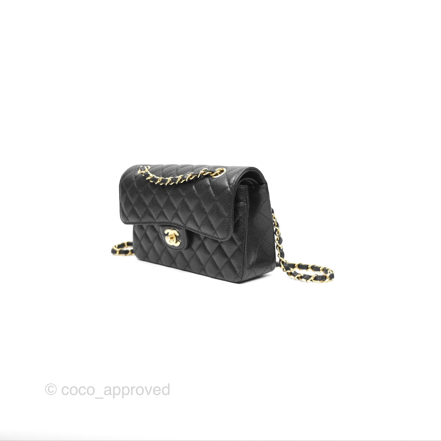 Chanel Small Classic Flap Quilted Black Caviar Gold Hardware