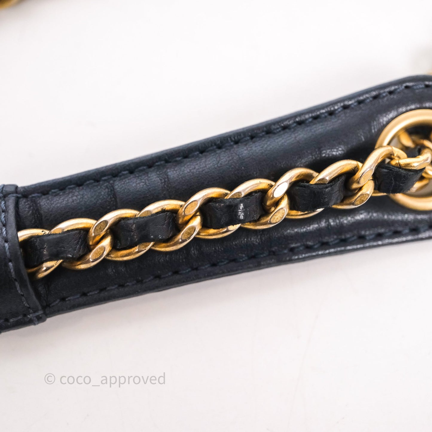 Chanel CC Camera Bag Quilted Navy Lambskin Aged Gold Hardware