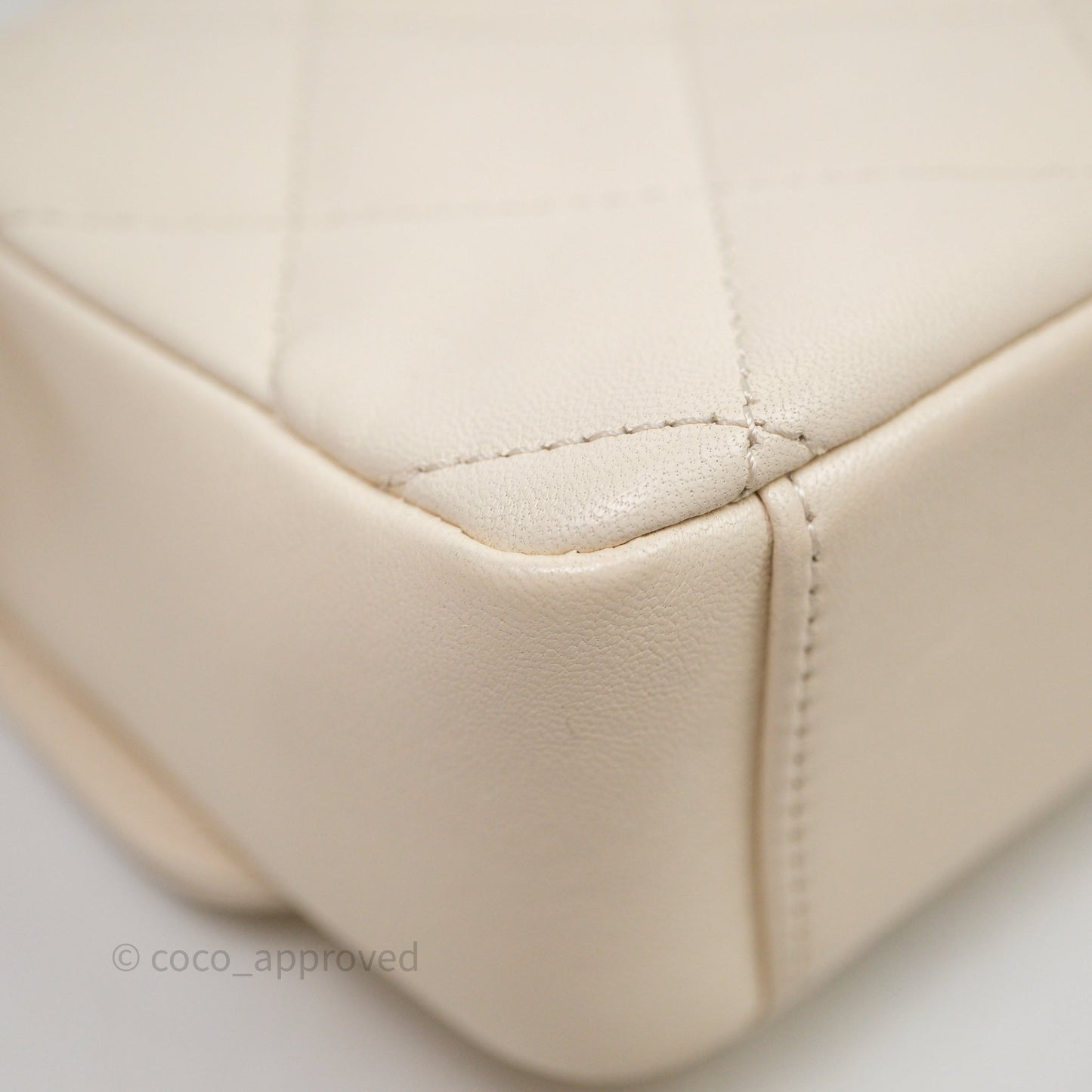Chanel Flap with Coin Charm Ivory White Lambskin Aged Gold Hardware