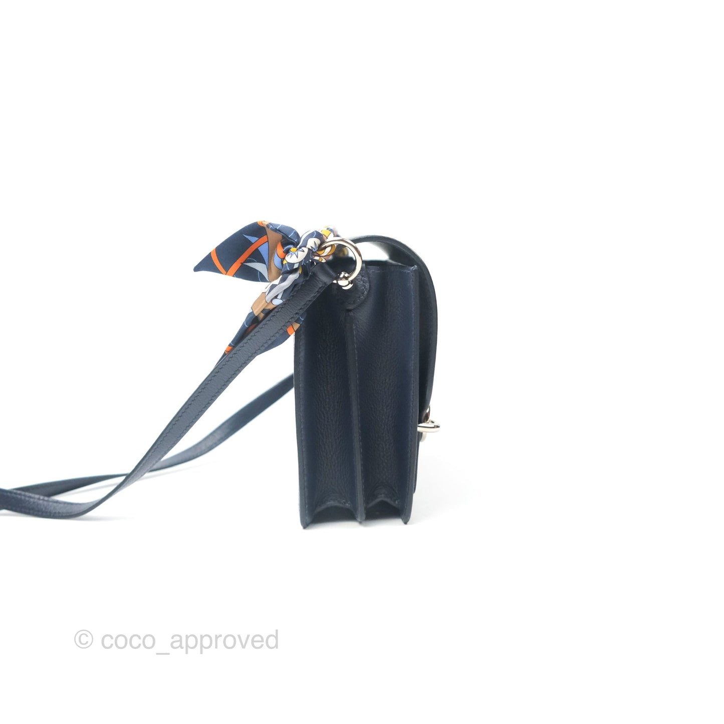 Hermès Roulis Mini 18 Blue Nuit Evercolor Palladium Hardware