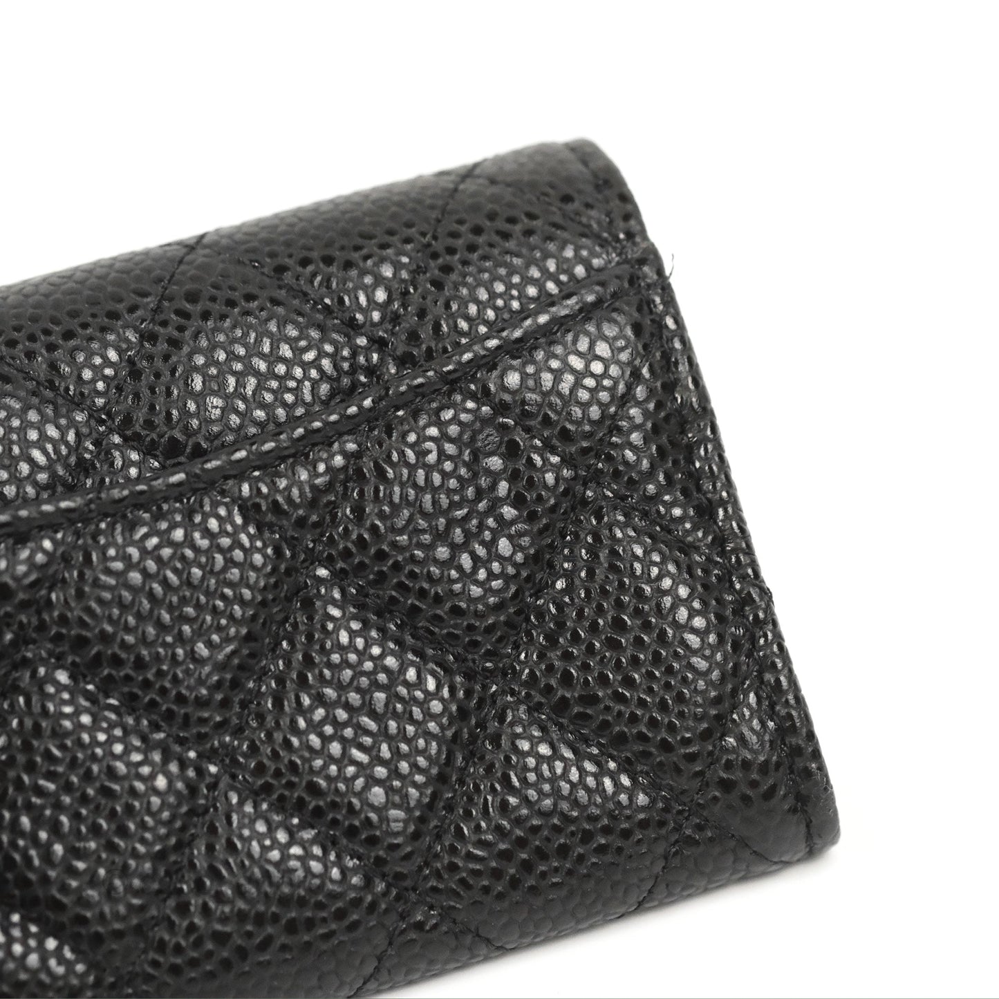 Chanel Classic Quilted Flap Card Holder Black Caviar Gold Hardware
