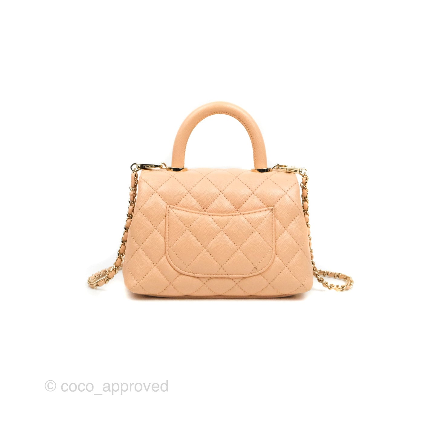 Chanel Mini Coco Handle Quilted Beige Pink Caviar Gold Hardware