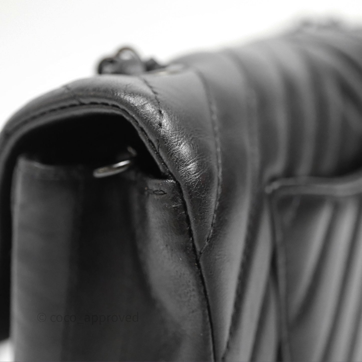 Chanel Quilted Mini Rectangular Chevron Black Lambskin So Black Hardware