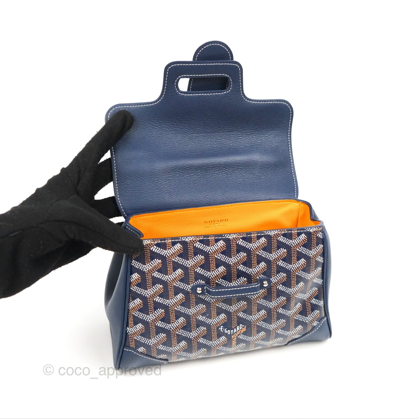 Goyard Saïgon Mini Bag Navy Goyardine Canvas/Chevroches Calfskin