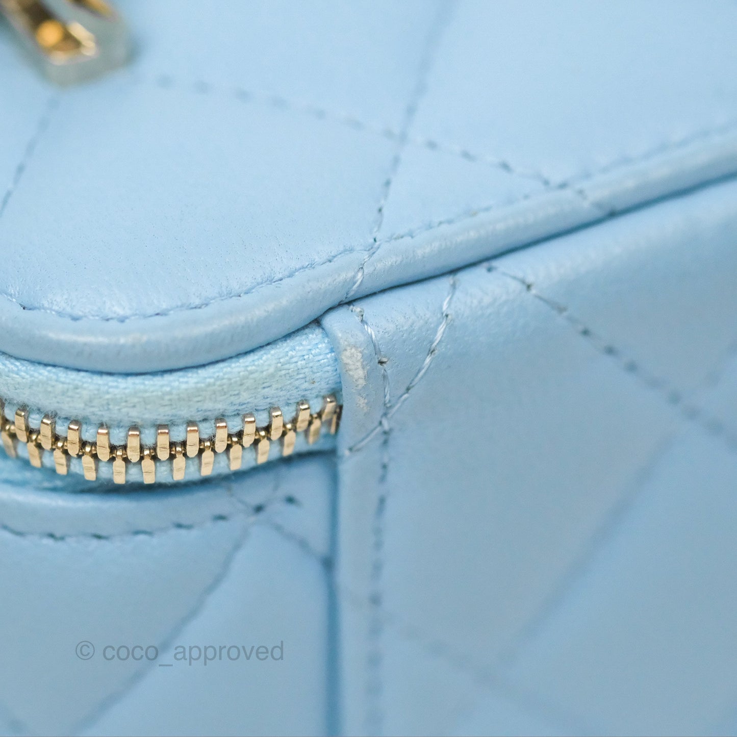 Chanel Mini Vanity Coco Chain Blue Lambskin Gold Hardware