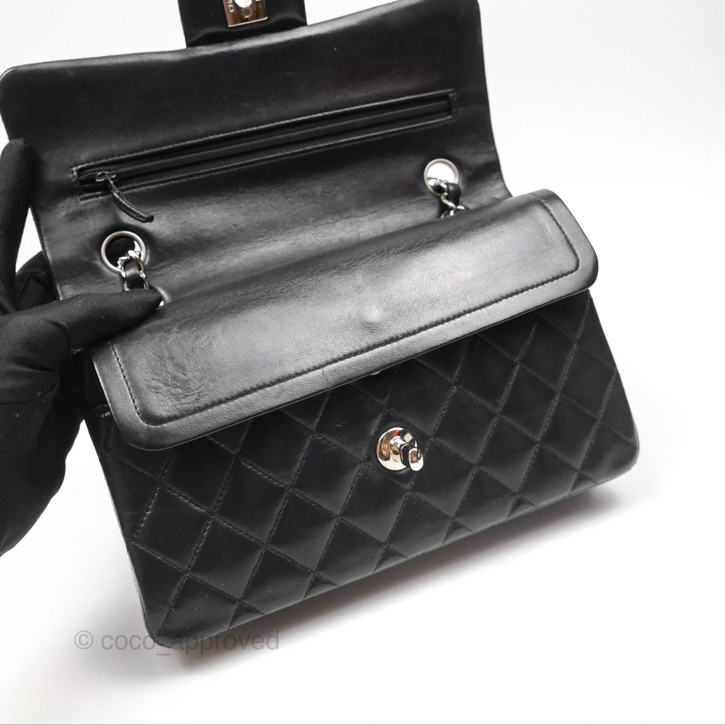 Chanel Small S/M Classic Flap Black Lambskin Silver Hardware