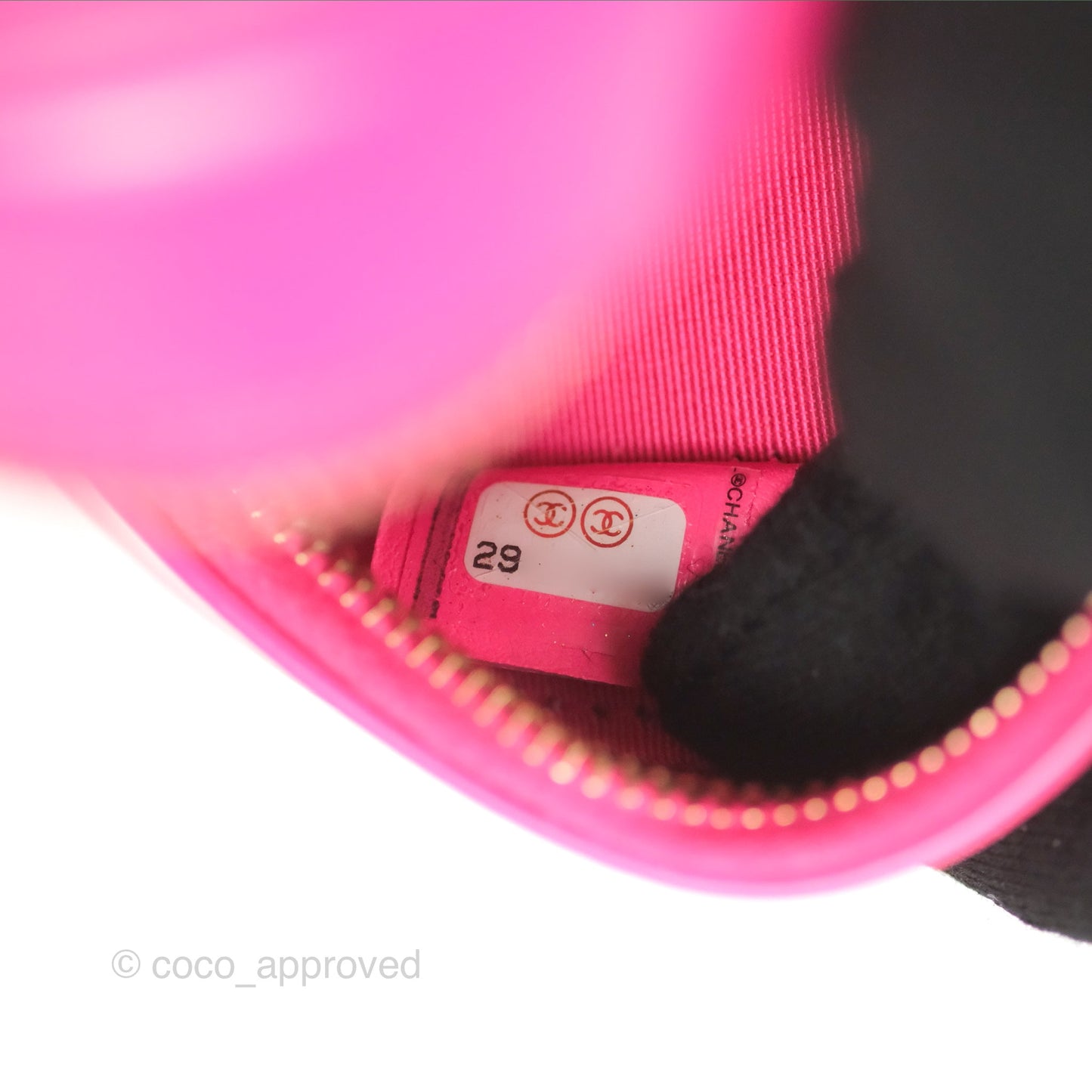 Chanel Classic Quilted Round Clutch Neon Pink Patent Gold Hardware