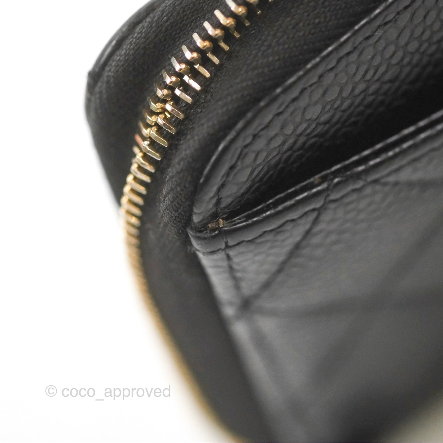Chanel Quilted Zip Long Wallet Black Caviar Gold Hardware