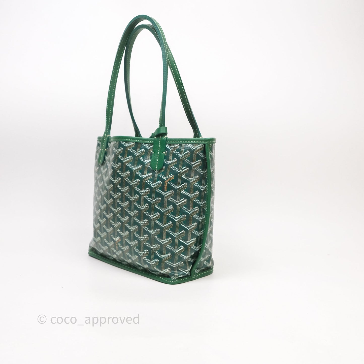 Goyard Anjou Mini Tote Bag Green Goyardine Canvas