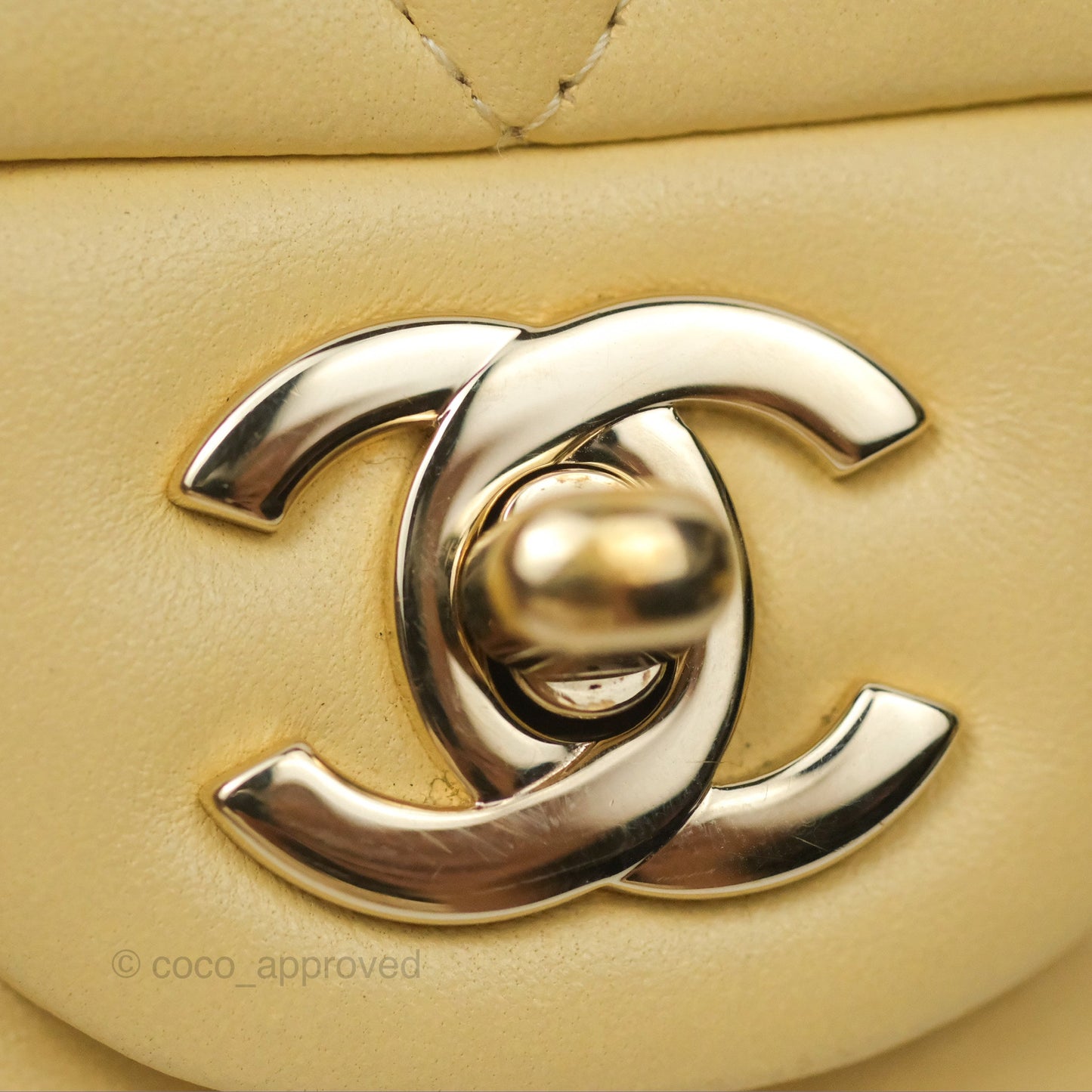 Chanel Mini Square Quilted Yellow Lambskin Gold Hardware
