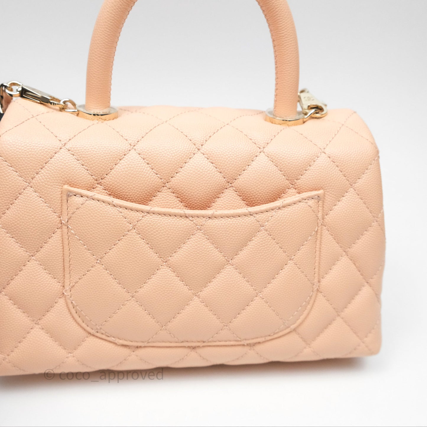 Chanel Small Coco Handle Quilted Pink Beige Caviar Gold Hardware