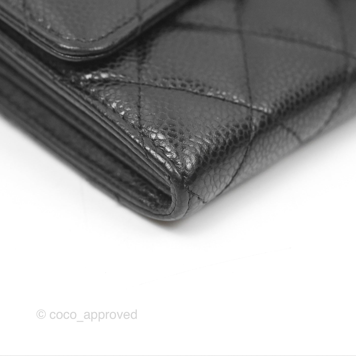 Chanel Classic Quilted Flap Long Wallet Black Caviar Gold Hardware
