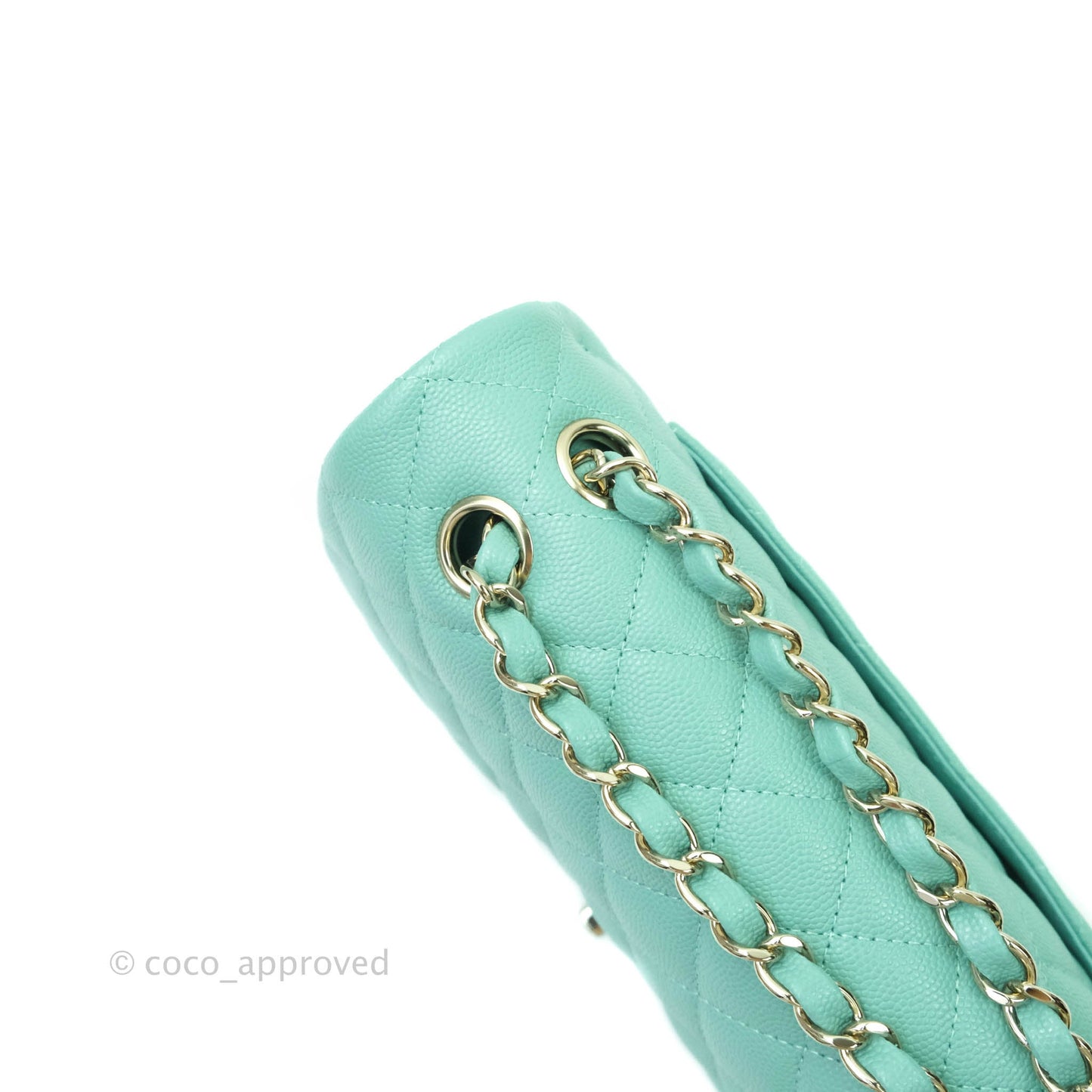 Chanel Classic Small S/M Flap Tiffany Blue Mint Caviar Gold Hardware 21S