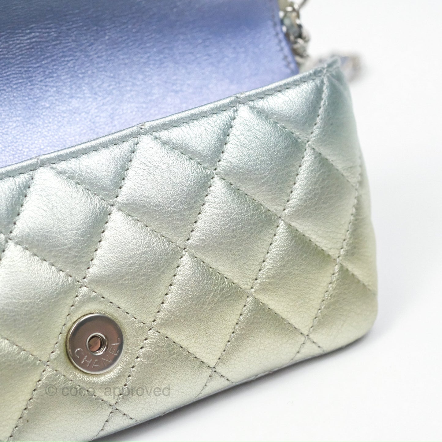 Chanel Quilted Case on Chain Iridescent Rainbow Calfskin