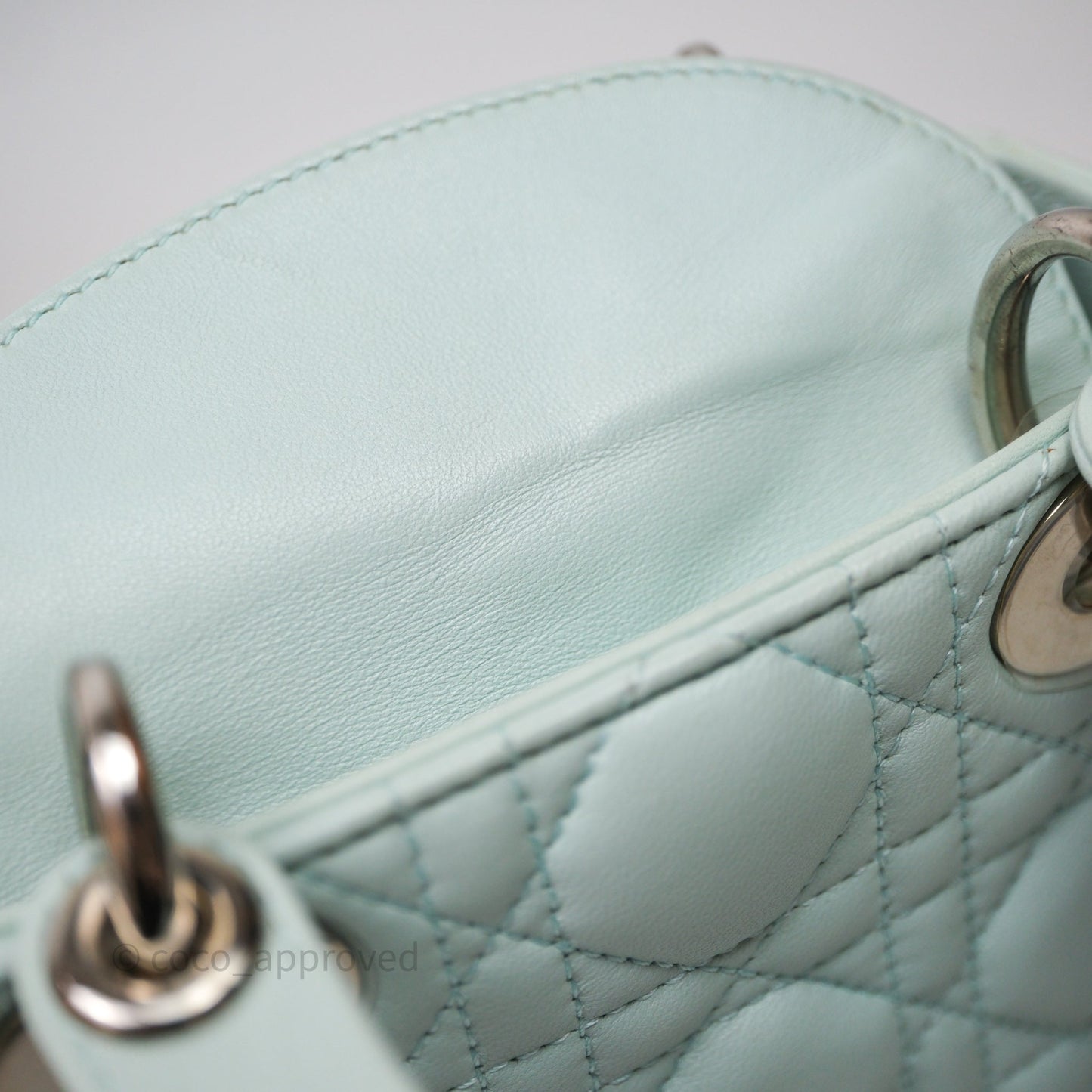 Christian Dior Mirco Lady Dior Cannage Calfskin Light Green Matte