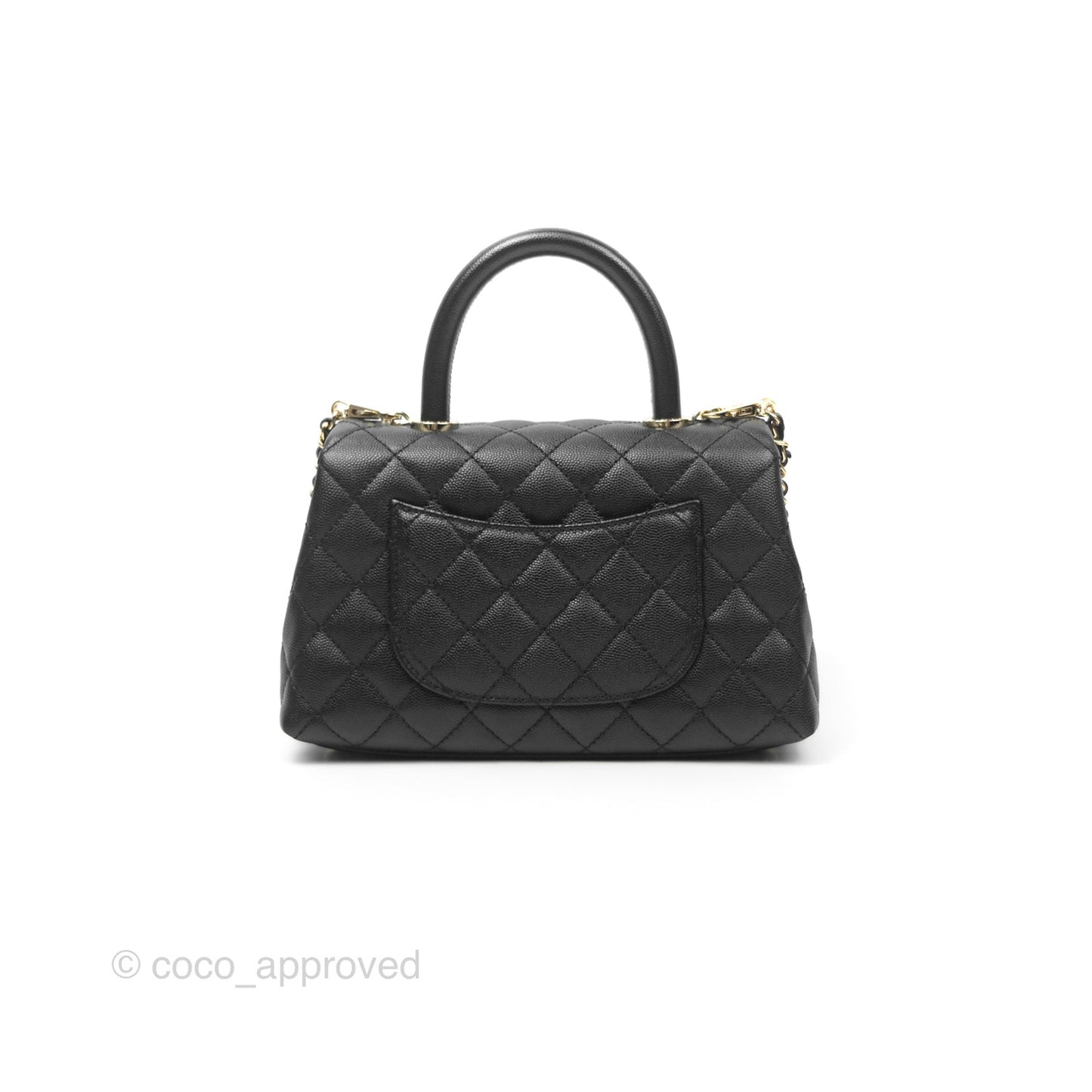 Chanel Small Quilted Coco Handle Black Caviar Gold Hardware