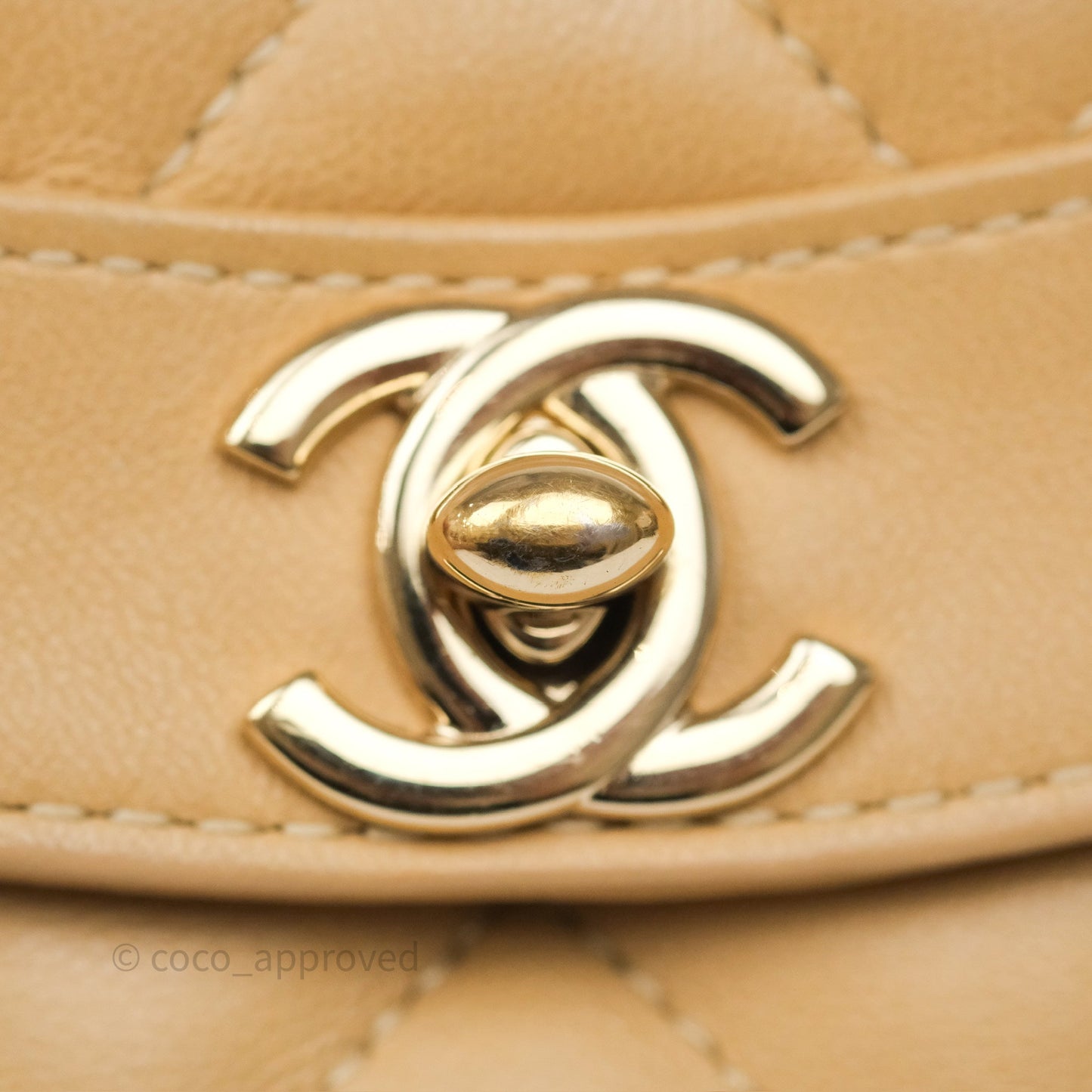 Chanel Coco Vintage Camera Case Beige Calfskin Gold Hardware