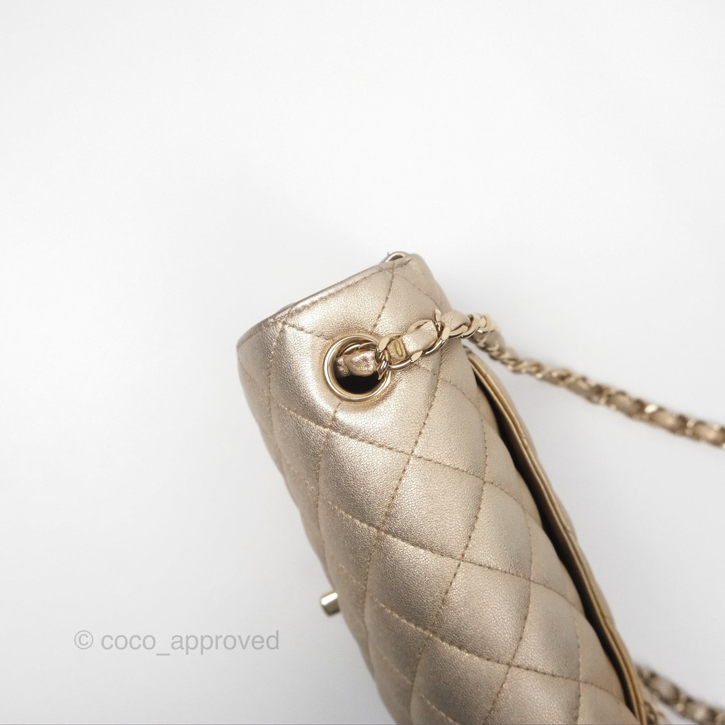 Chanel Quilted Mini Rectangular Iridescent Gold Lambskin Gold Hardware