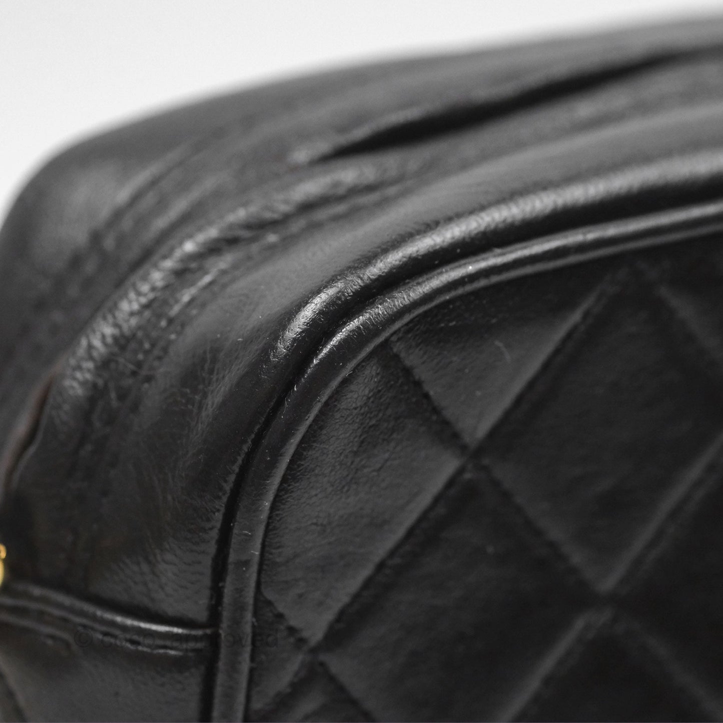 Chanel Vintage Diana Fringe Camera Bag Black Lambskin 24K Gold Hardware
