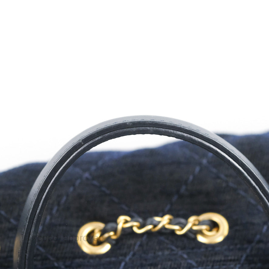 Chanel Parisian Stroll Backpack Wool Velvet Navy