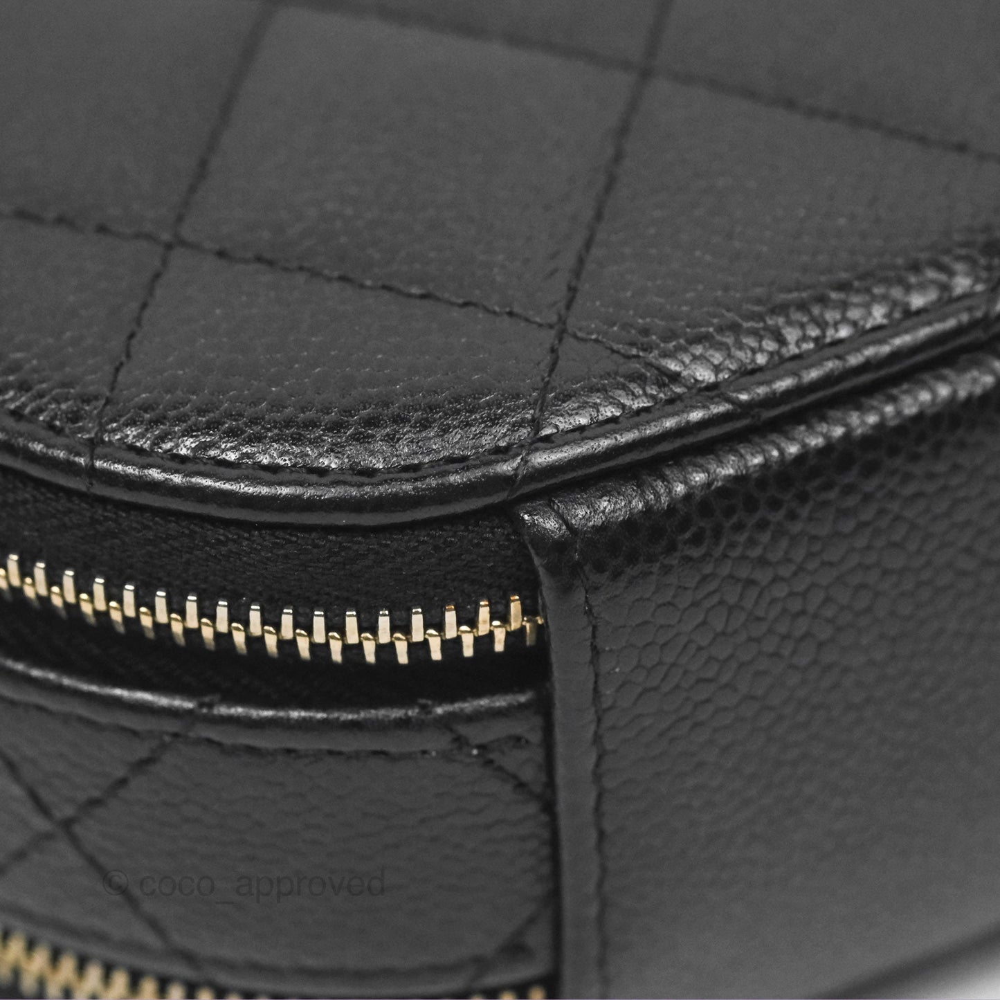 Chanel Mini Round Vanity Bag Handle With Care Black Caviar 22C