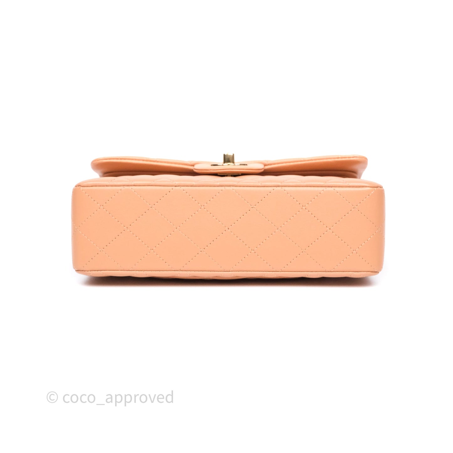 Chanel Small Classic Flap Quilted Dark Peach Beige Lambskin Gold Hardware