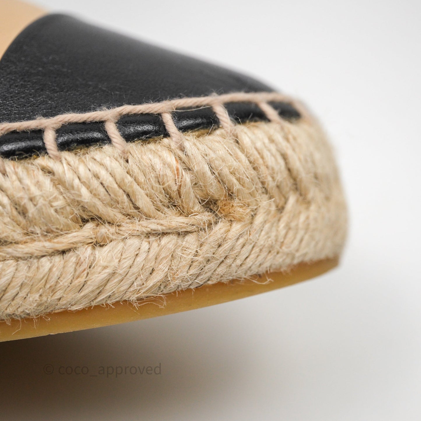 Chanel CC Espadrilles Beige Black Lambskin Size 37