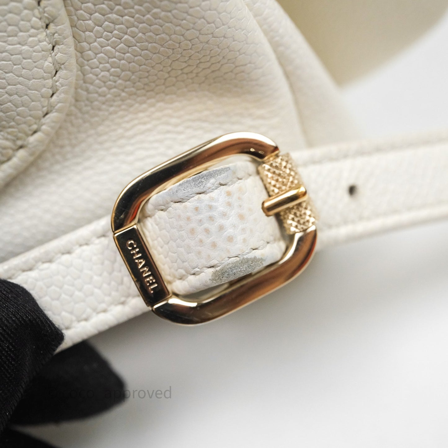 Chanel Quilted Business Affinity Backpack Ivory White Caviar Gold Hardware
