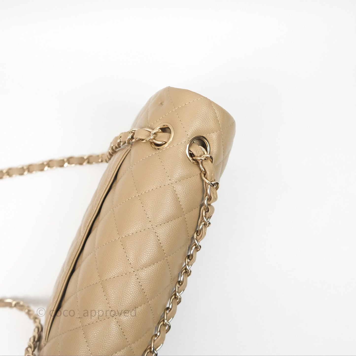 Chanel Classic M/L Medium Flap Quilted Dark Beige Caviar Gold Hardware