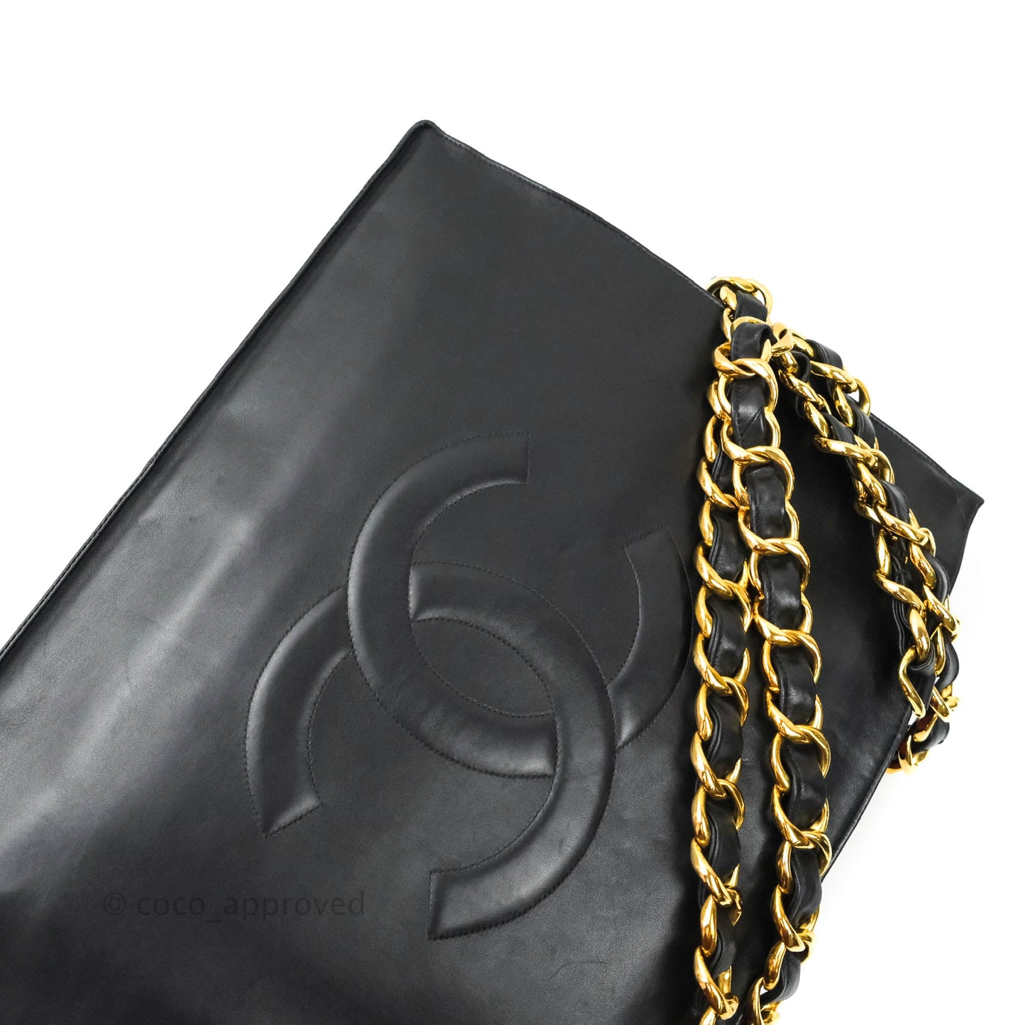 Chanel Vintage CC Chunky Chain Calfskin XL Tote 24K Gold Hardware