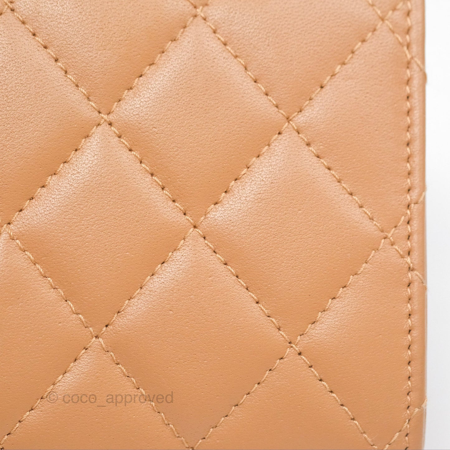 Chanel Mini Handle Clutch With Chain Caramel Lambskin Gold Hardware