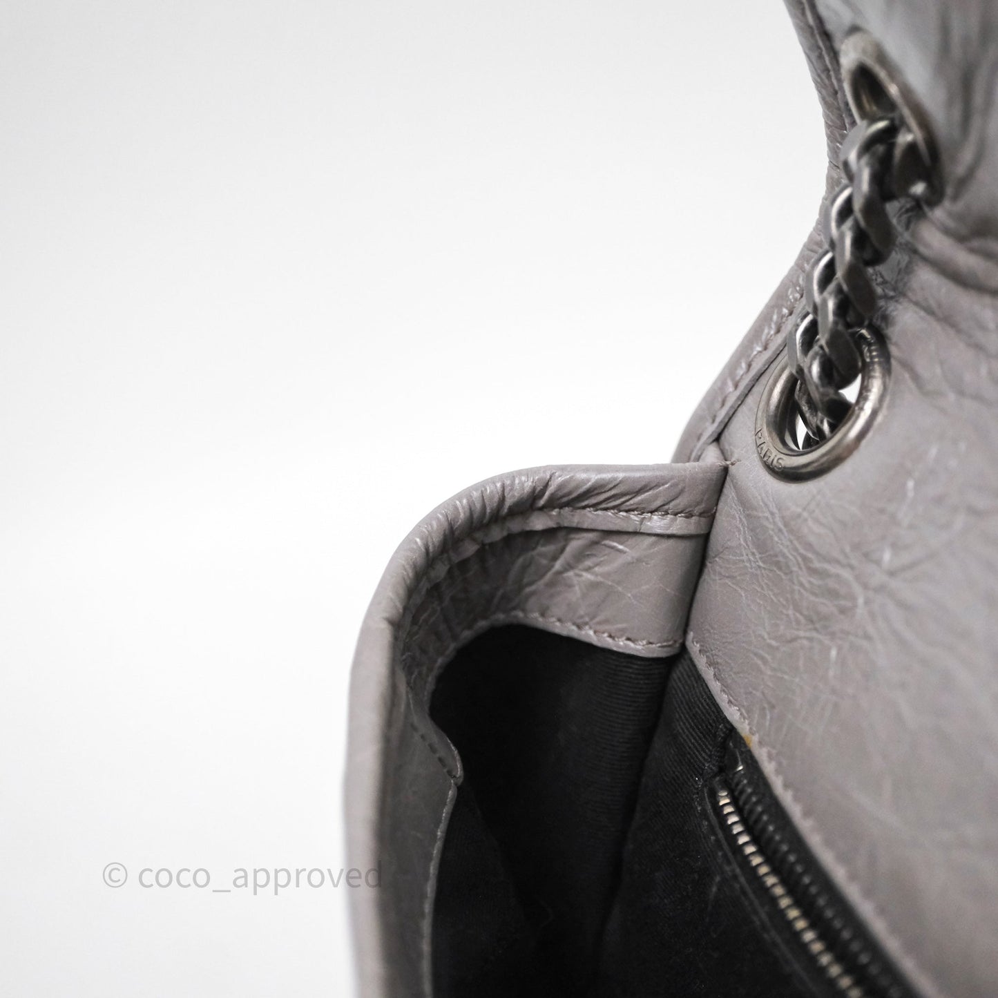 Saint Laurent Medium Niki Chain Bag Crinkled Calfskin Grey