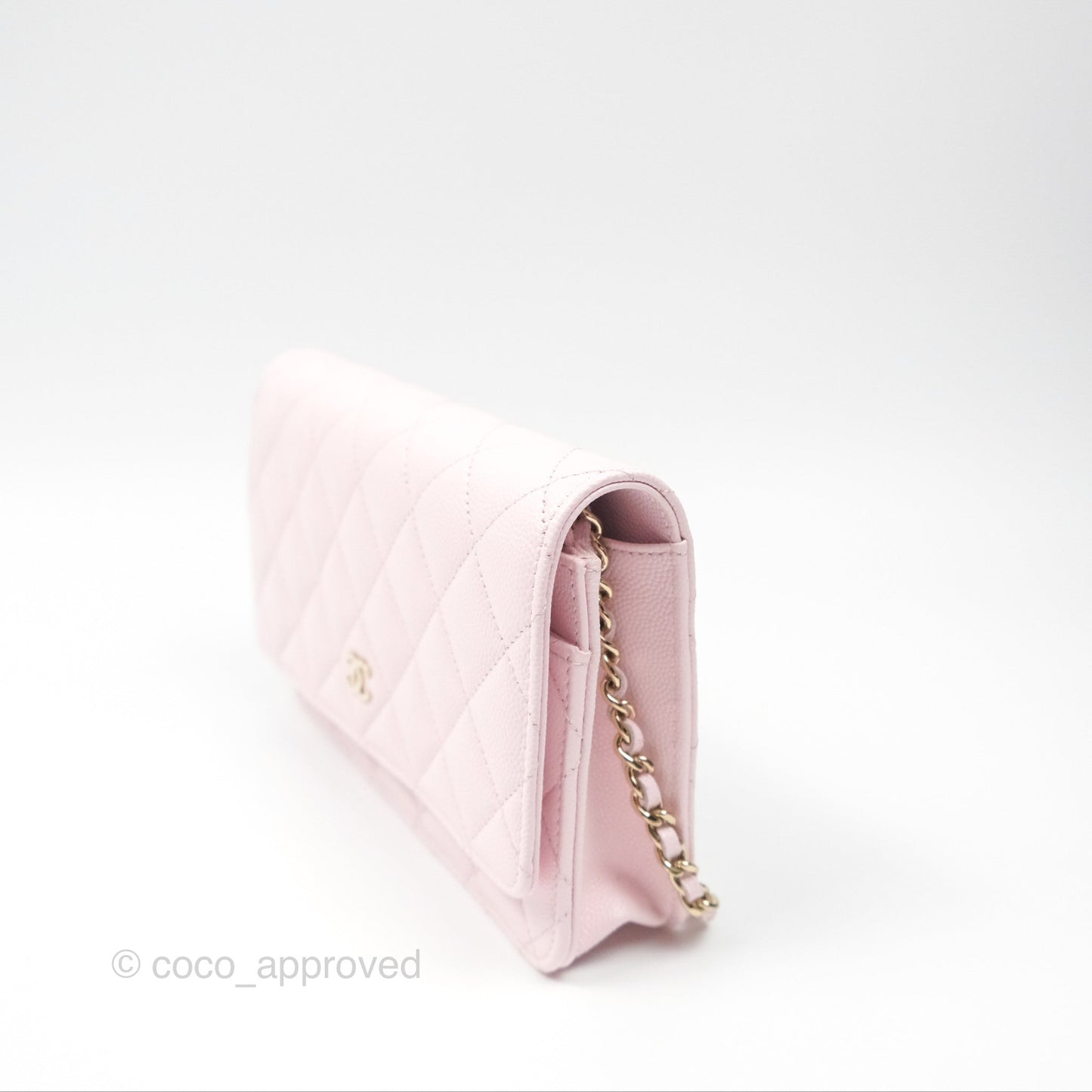 Chanel Classic Quilted Wallet On Chain WOC Sakura Pink Caviar Gold Hardware