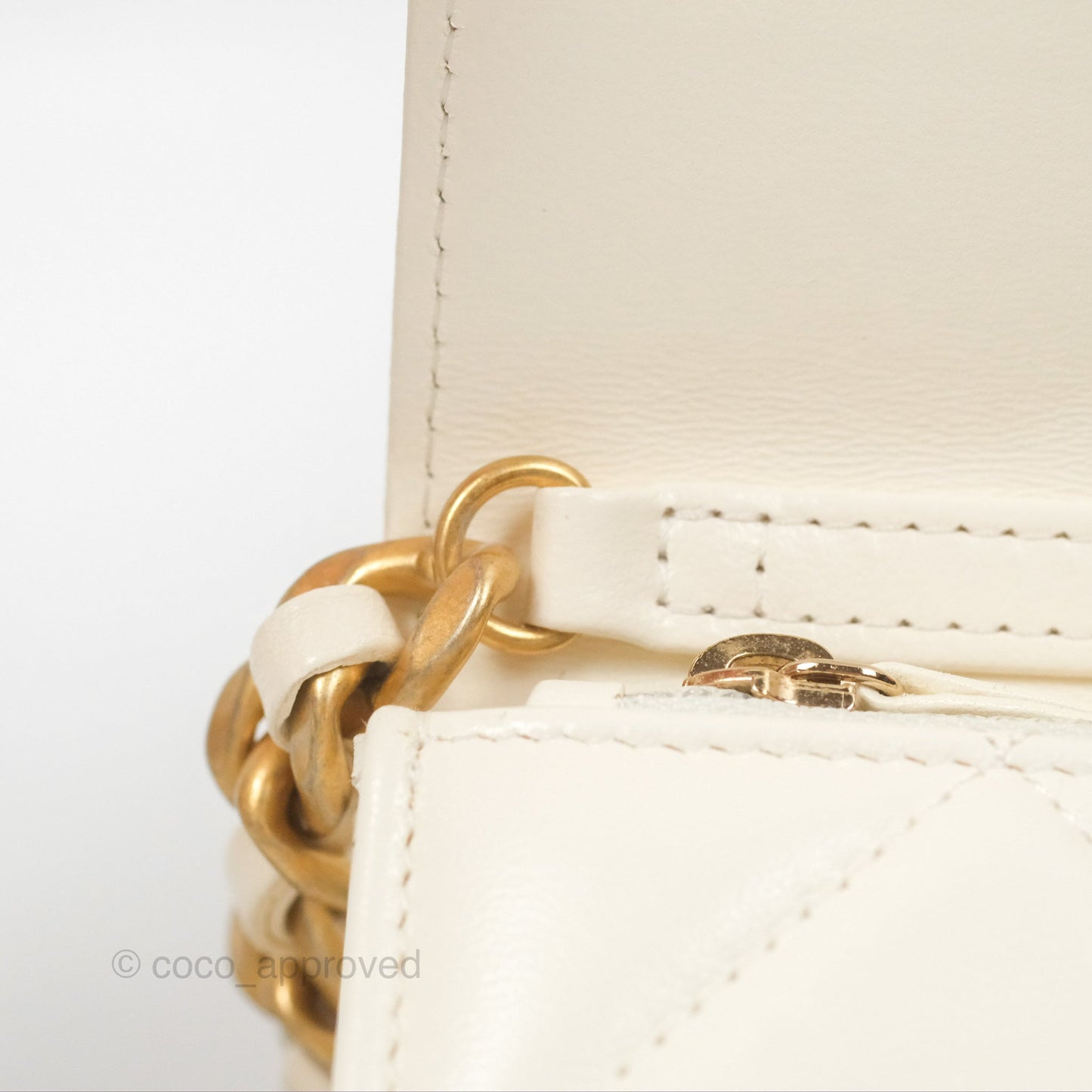 Chanel 19 Clutch With Chain Ivory White Lambskin Mixed Hardware