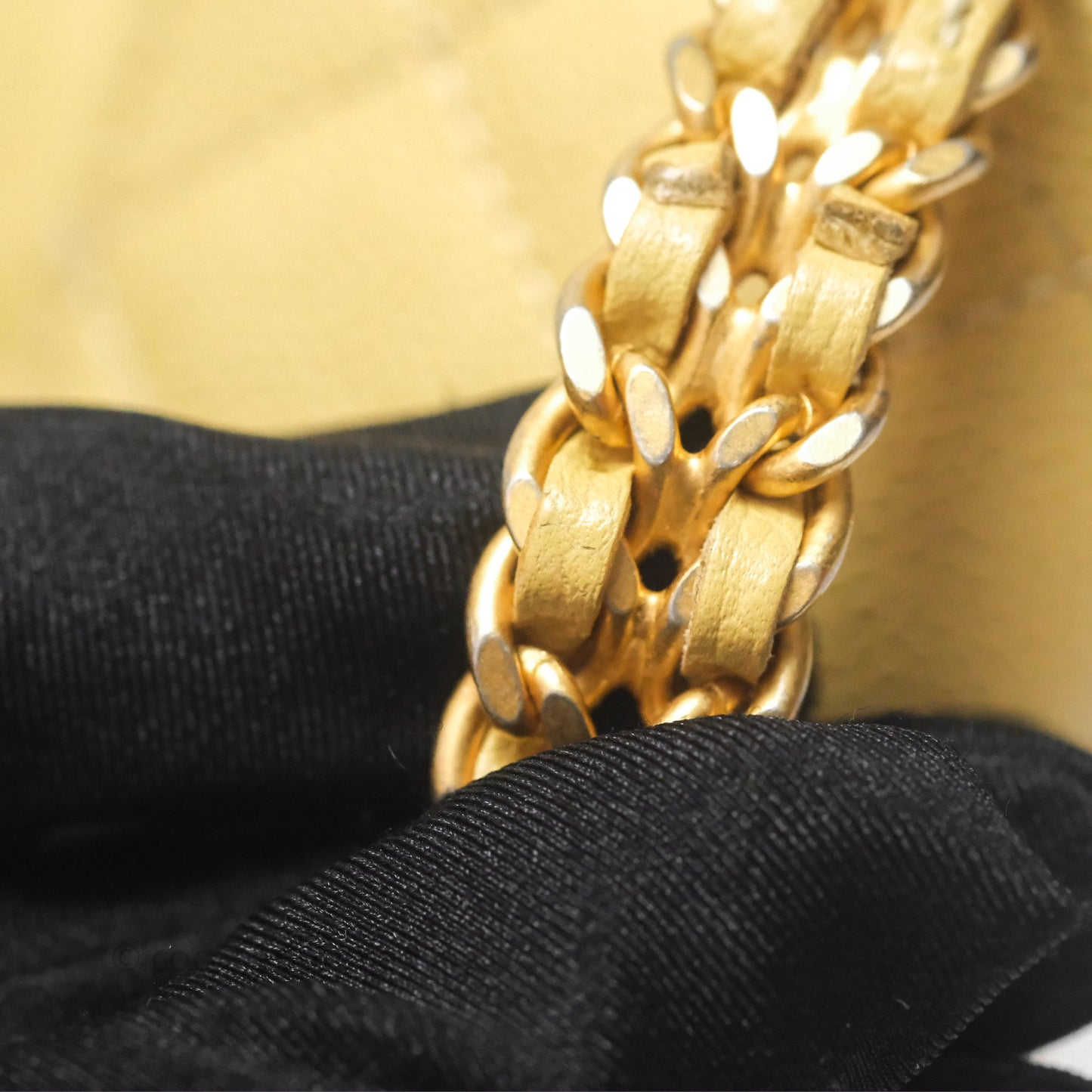 Chanel Mini Clutch With Chain Yellow Caviar Aged Gold Hardware