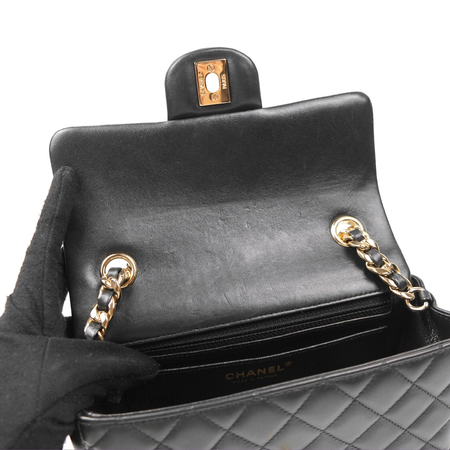 Chanel Quilted Mini Rectangular Flap With Charms Black Lambskin Gold Hardware 21C