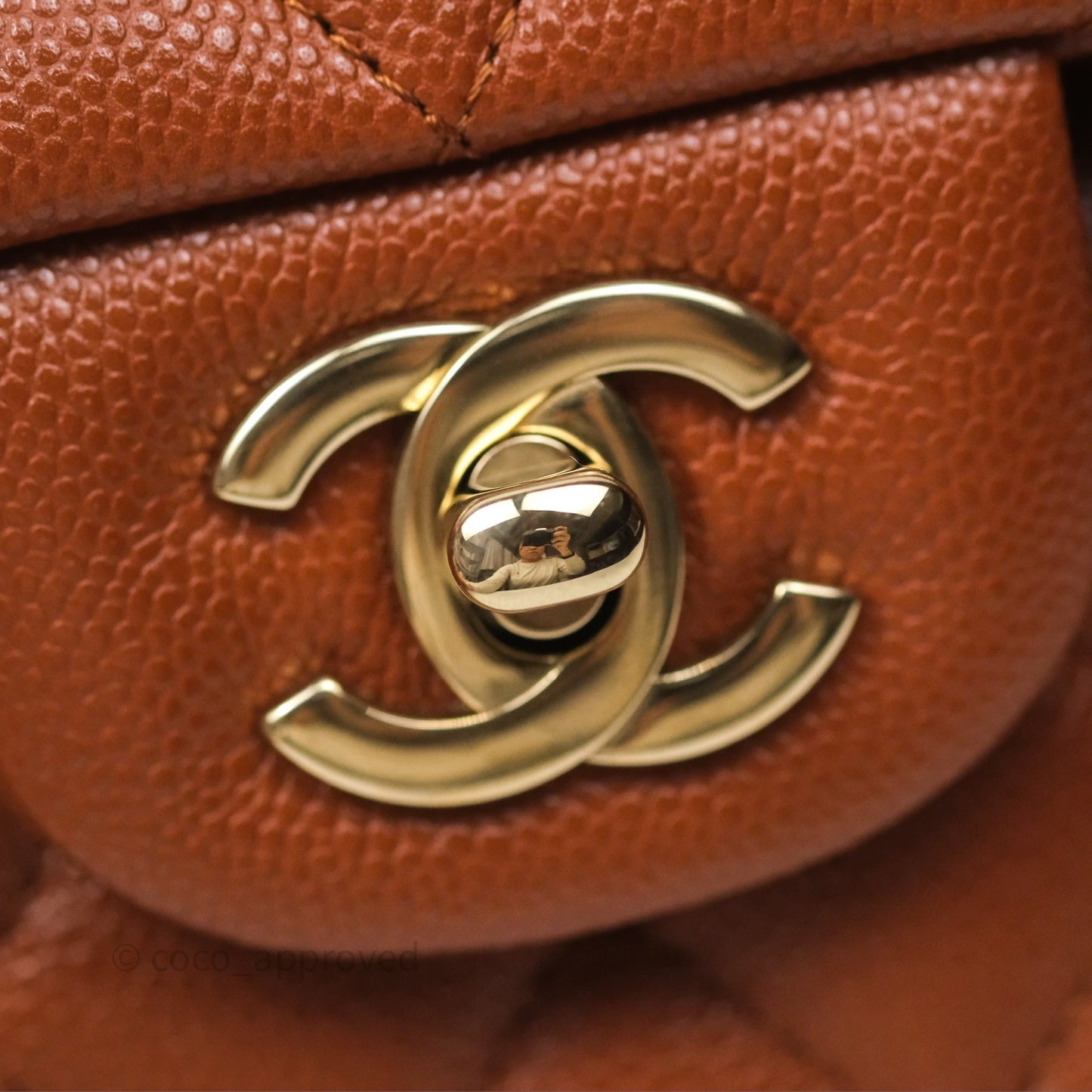 Chanel Small S/M Classic Flap Quilted Brown Caviar Gold Hardware