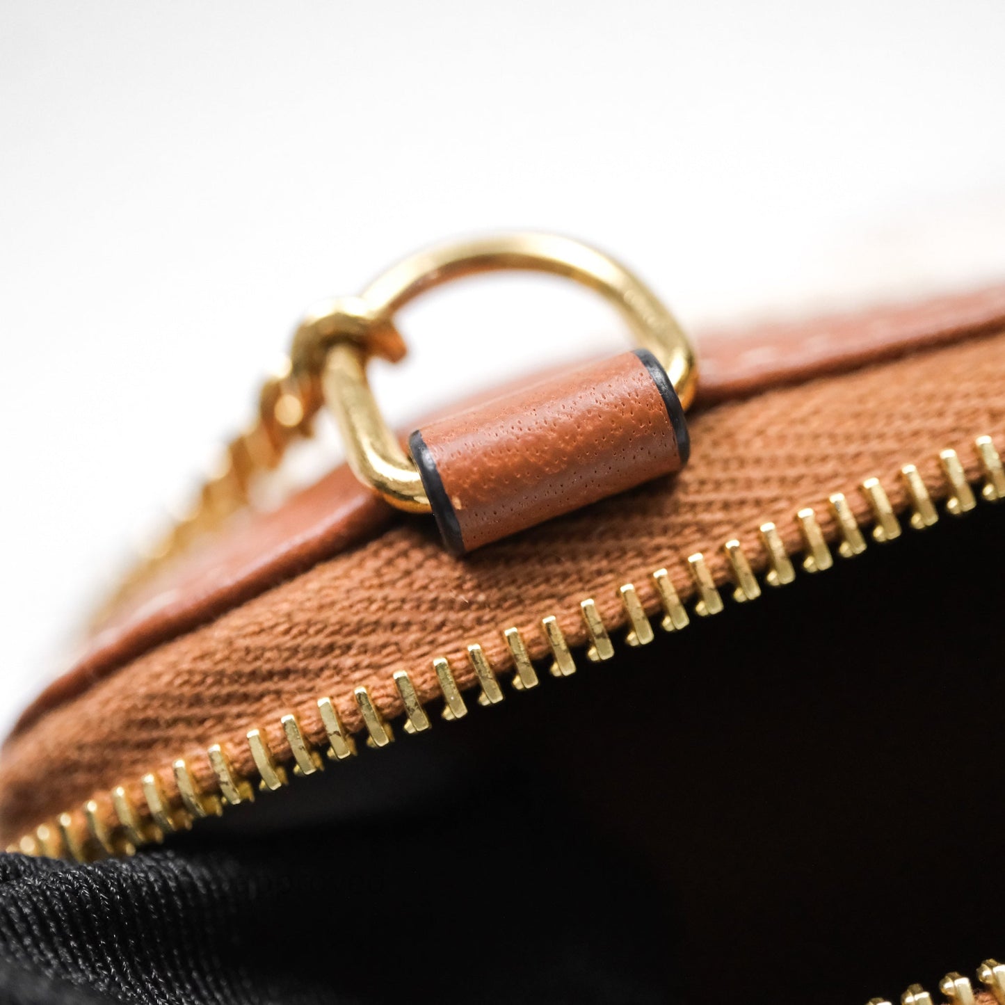 Celine Clutch With Chain Triomphe Canvas Lambskin White/Tan